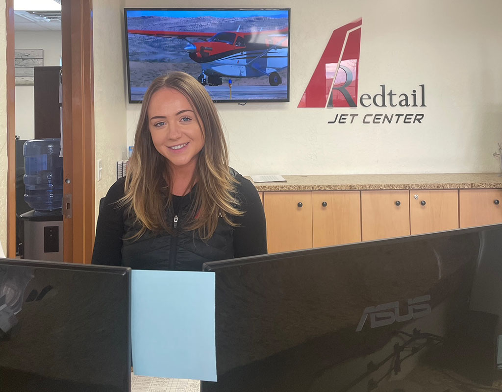 Redtail Air Welcome desk at the Moab, UT Canyonlands Field Terminal KCNY